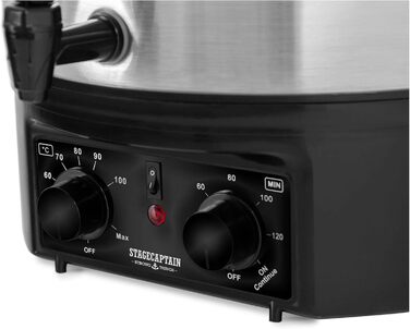 GWK-27A Mulled Wine Cooker - Canning Machine with 27 Liter Capacity - 2000 Watts - Brushed Stainless Steel - Easy Operation (Temperature and Timer) - Automatic Shut-Off - Silver