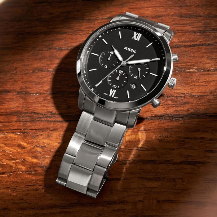 Годинник чоловічий Fossil Neutra Chronograph, сріблястий браслет, кварцовий механізм