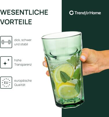 Бокали для коктейлів XXL Caipirinha Highball 630 мл, набір 6 шт Alva – склянки для лонгдрінків, води, соку, кави, без свинцю, для мийки посуду