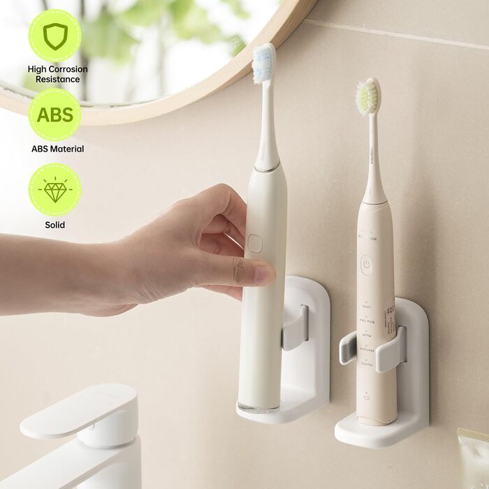 Електрична підставка для зубних щіток Toski (2 шт.), кріплення на стіну без свердління, для електричних зубних щіток, білий