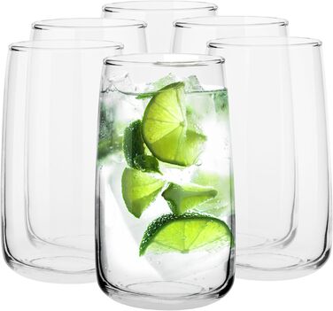 Water Glasses Set | Highball Glasses Set | 480 ml | Set of 6 | Large Drinking Glasses Drinking Glasses Set Highball Glasses Water Glass Juice Glass | Dishwasher Safe | Emma Collection