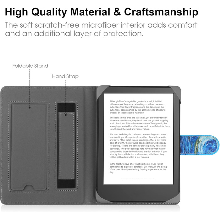 Чохол для електронних читалок 6.8-7 дюймів: Kindle, Kobo, Pocketbook, Tolino, Sony. Шкіряний чохол-підставка з принтом 