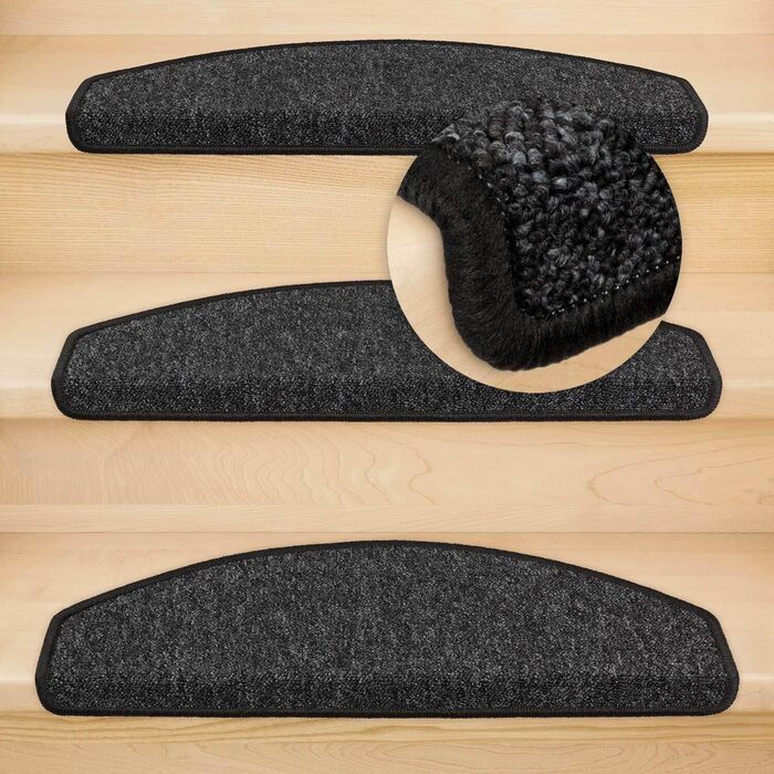 Сходинкові килимки Kettelservice-Metzker Imago: набір з 15 штук, антиковзаючі, з фетровою підкладкою (антрацит)