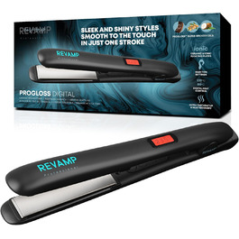 Professional Ceramic Hair Straightener & Curler - Adjustable Temperature 80-235°C, Ionic Plates, 3m Cord, LCD Display, Hair Protection Oils
