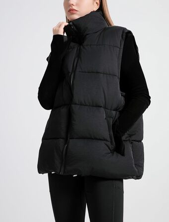 Жіноча жилетка FEOYA великого розміру з пуховим наповнювачем, без рукавів, тепла, чорна, XL