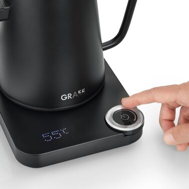 Чайник Pour-Over GRAEF GK502, з регулюванням температури та таймером, з гусячим носиком, 900 мл, матовий чорний
