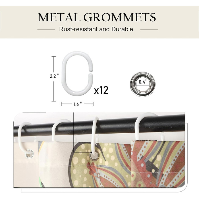 Штора для душу 180x180 см з квітами, антигрибкова, водонепроникна, поліестер, з 12 кільцями (Циан, великий птах)