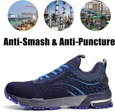 Чоловічі та жіночі робочі черевики Furuian з металевим носком. Легкі, спортивні, дихаючі, захисні черевики-кросівки (37 EU, блакитні)