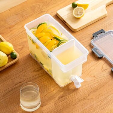 YGHQAP Plastic Drink Dispenser, 3.5L Drink Cooler with Spigot, Iced Juice, Lemonade Dispenser, Perfect for Refrigerator, Fruit Tea Pot