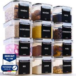 Набір контейнерів для зберігання Deco haus® 24 шт. з кришкою, герметичні - для кухні, паста, мюслі, борошно