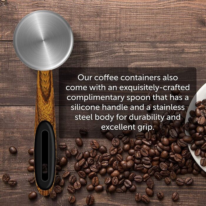 Контейнер для кави Dreamhigh® з дозатором, 1 кг, нержавіюча сталь, чорний, 2800 мл