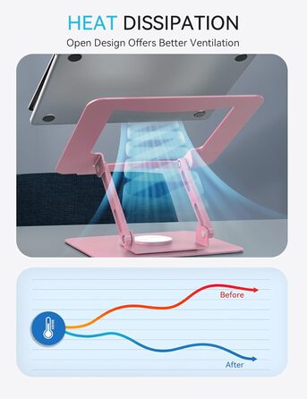 Підставка для ноутбука Soundance 360° з регулюванням висоти, чорна (C-Pink), 10-15,6 дюймів