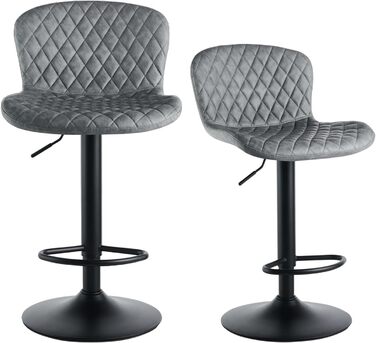 JaHECOME Faux Leather Bar Stools 2-Pack - Adjustable Height, 360° Swivel, Padded Seat - Perfect for Bar, Kitchen, Bistro, Counter, Dining Room & Cafe (PU Grey)