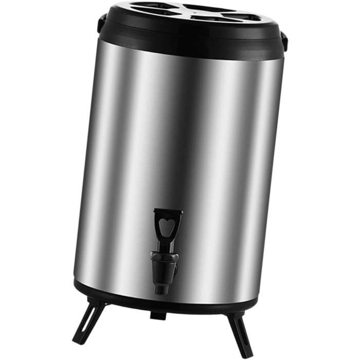 F Fityle Hot/Cold Beverage Dispenser, Tea Barrel with Tap, Water-Insulated Drink Dispenser, Drink Container for Camping/Kindergarten, 6L Silver