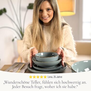 Набір посуду Steingut для 6 осіб, 24 елементи, Rustic стиль, Rauchblau (димно-блакитний)