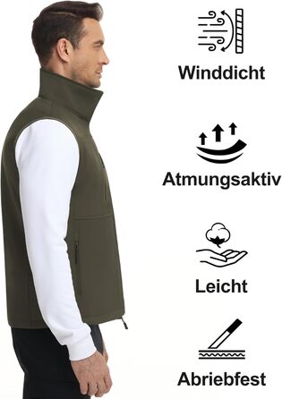 Чоловіча куртка Weste Outdoor з софтшелю, водонепроникна та вітронепроникна, bodywarmer, флісова підкладка, для піших прогулянок, колір: хакі (S)