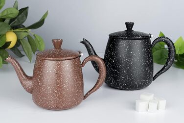 Café Olé PT-048 Cafe Ole Premium Teapot, 18/10 Stainless Steel, 48 Ounces, Drip-Free Pouring, Hollow Handles & Flip-Up Lid, (48oz, Red Granite)