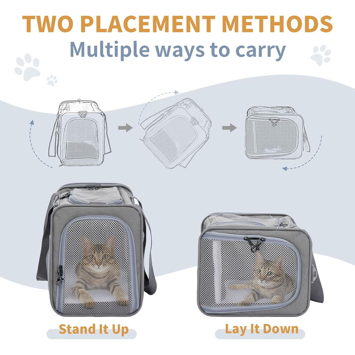 Транспортна сумка Petsfit для котів та собак | Авіапереліт, авто, поїзд | Сіра, Small