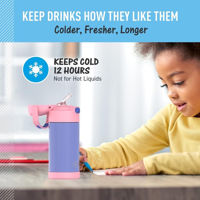 Термос FUNTAINER 355 мл: дитяча пляшка з нержавіючої сталі з ізоляцією, фіолетовий/рожевий