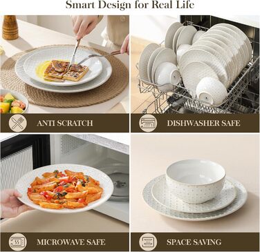 Набір кавових чашок MALACASA з блюдцем, 8 шт. (4 персони), кавовий сервіз з порцеляни, об'єм 180 мл, для кави, чаю, десертів, бежевий