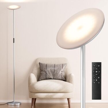 LED-стельова лампа PreeOtti для вітальні, диммування, 36W, з пультом та сенсором, 3 колірні температури (чорний/сріблястий)