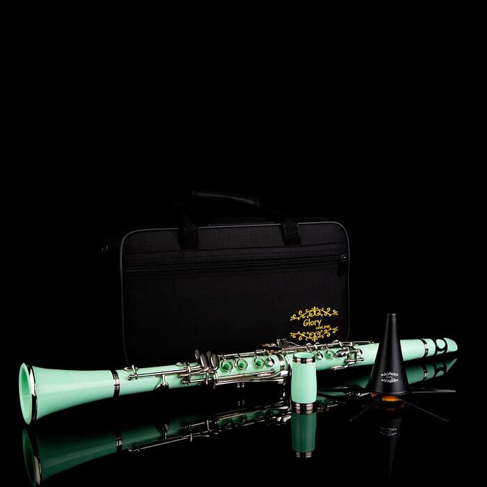 Кларнет Glory GLY-CLAGN професійний ебонітовий Bb з аксесуарами (10 вставок, стійка, кейс, щітки)