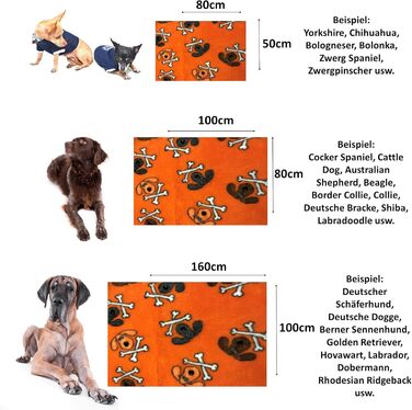 Килимок для собак Elropet Premium 30mm, неслизький, S/M/L, для маленьких та великих собак, Vet Bed, найвища якість (S 80x50 см, кістка помаранчевого кольору)