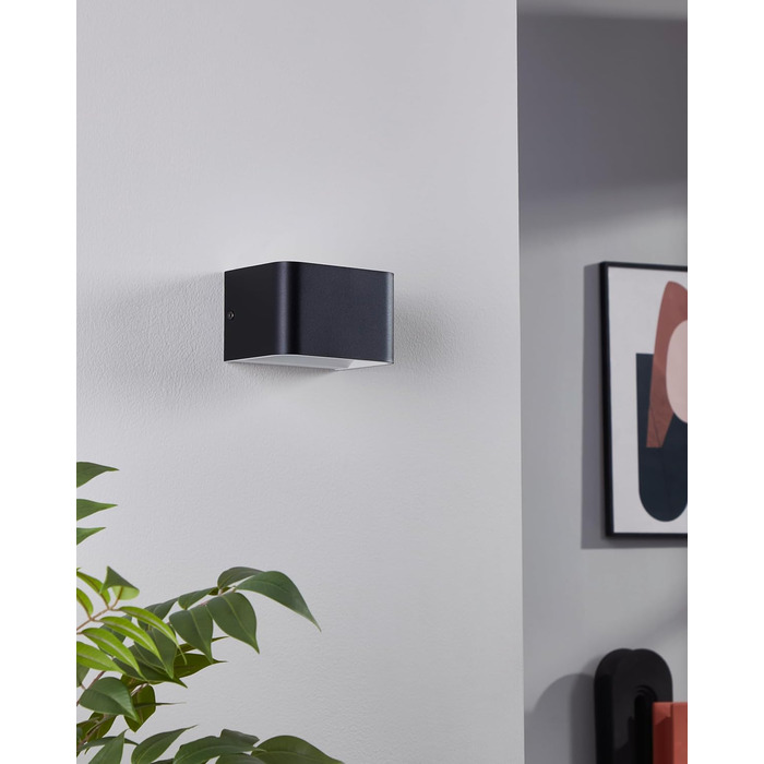 EGLO LED Wall Lamp Sania 5, 1-Light Wall Lamp Modern, Minimalist, Metal Wall Lighting in White, Satin Plastic, LED Bathroom Lamp Warm White, IP44 (13 cm, Black)