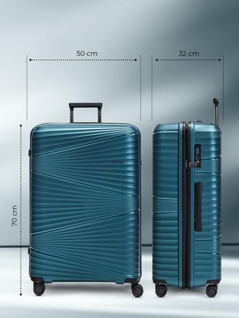 Валіза-тележка велика, XL, 75 см, 103 літри, поліпропілен, з TSA-замком, Collection 02, туркенітовий колір