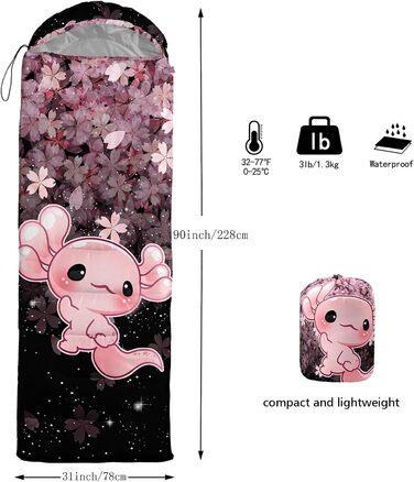 Спальні мішки QOOMO для кемпінгу, 3 сезони, для дорослих та дітей, легкі, водонепроникні, для подорожей та відпочинку на природі