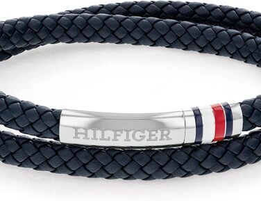 Браслет чоловічий Tommy Hilfiger з плетеного шкіри подвійний – коричневий, чорний або синій
