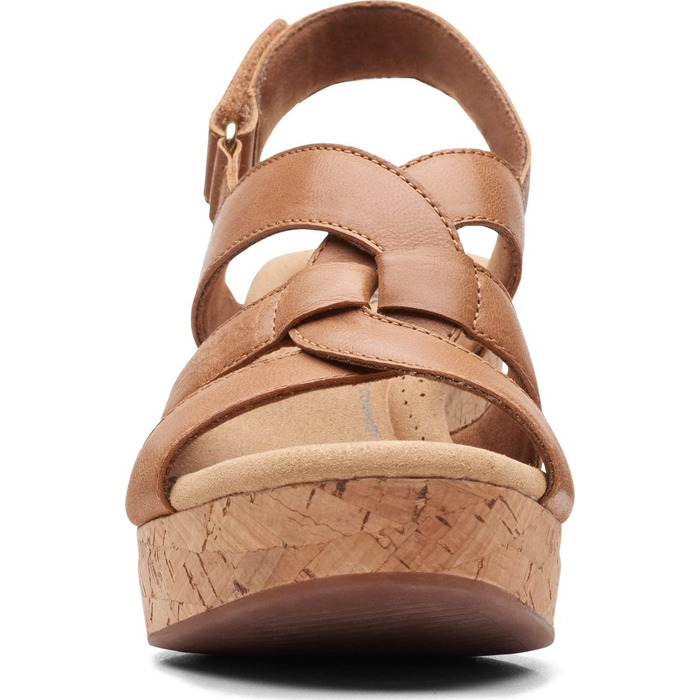 Босоніжки жіночі Clarks Giselle Beach з натуральної замші на танкетці, колір світло-коричневий, розмір 42.5 EU