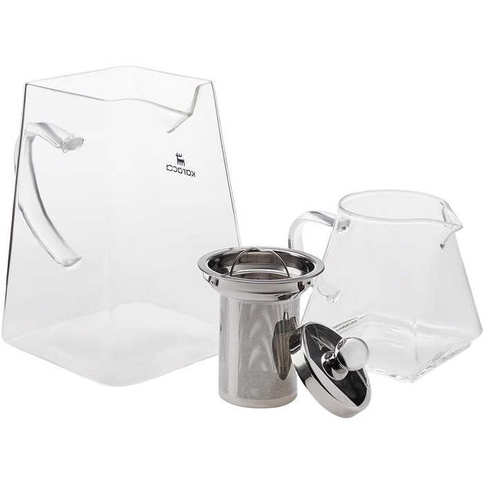 Karaca Dora Teapot, 4.5 L Teapot, 1.8 L Kettle, suitable for gas and electric cooktops, Teapot, Turkish teapot (cezve), and Teapot Set, Teapot (not induction compatible), (M, Giza Glass)
