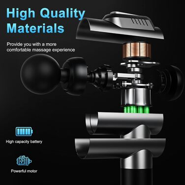 Масажер для м'язів DLD Deep Tissue: 99 швидкостей, 8 насадок, USB-C зарядка, для дому, офісу, спорту, всього тіла