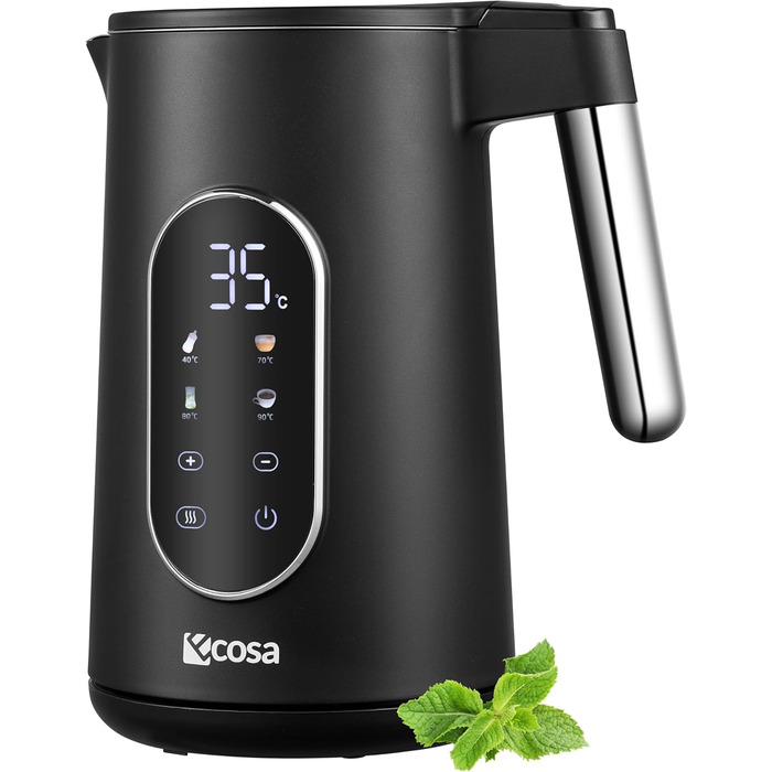 Електричний чайник-заварник зі сталі нержавіючої, 1.7 л, регулювання температури 40-100°C, функція підігріву, LED дисплей, 2200 Вт, без BPA