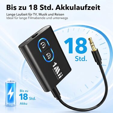 Bluetooth адаптер 1Mii ML300 для ТБ та навушників, трансмітер та ресивер, чорний