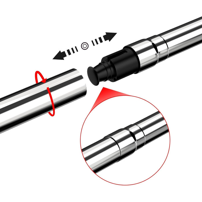 Штанга для душу L-подібна, розсувна, 62–94 x 141–174 см, з 16 кільцями, чорна (Silver Upgrade-version)