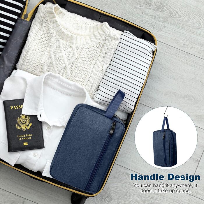 Чоловічий/Жіночий дорожній косметичний несесер для туалетних аксесуарів з подвійною блискавкою, блакитний