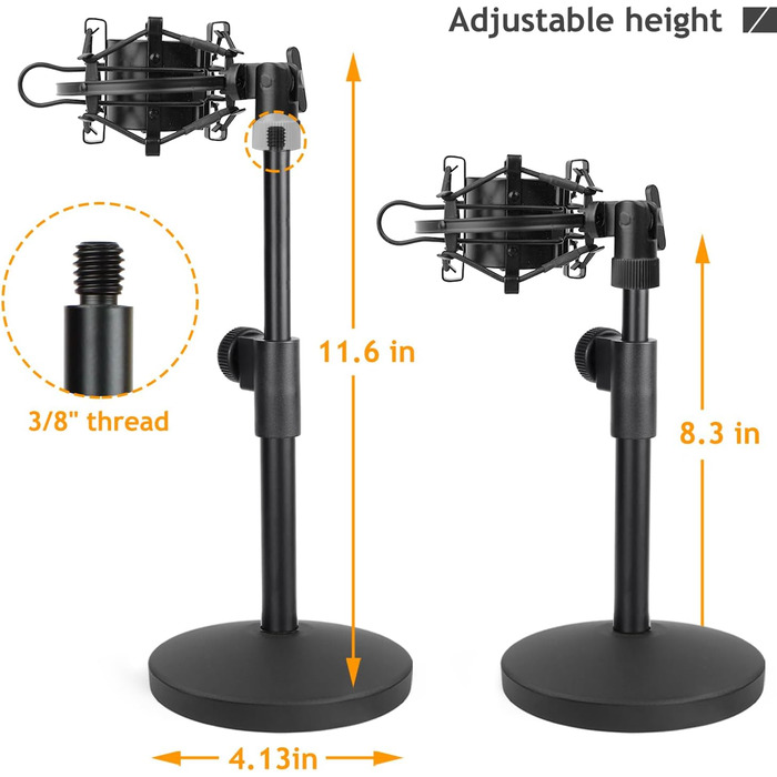 Підставка для мікрофона AT2020 з поп-фільтром та вітрозахистом для Audio Technica AT2020V AT2020USB+ AT2035 ATR2500X (Металева підставка для мікрофона AT2020)