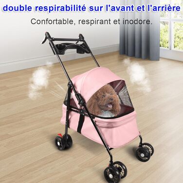 Візок для собак та котів OHMG, складний, до 20 кг, з гальмами, XXL-кошик, 3 вікна, тримач для напоїв, 50 x 70 x 95 см