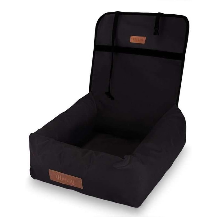 Крісло для собак у машину Petsen з іменем, чорне, для маленьких собак, з поводом