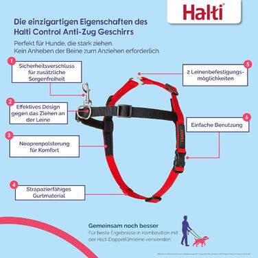 Шлейка HALTI Front Control для собак середнього розміру - запобігає ривкам на повідку, м'який контроль, зручне регулювання