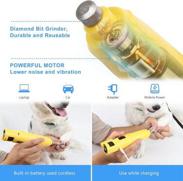 Шліфувальник для собак 4UMOR з 6-ма рівнями та 2 LED-лампами - безпечний та ефективний догляд за кігтями для собак великих, середніх та маленьких порід