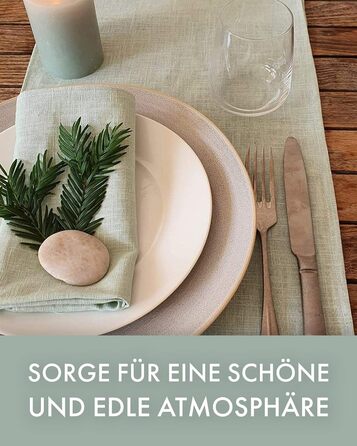 Farnberg Premium Linen Table Runner - Modern Table Decoration for Kitchen Table, Dining Table - Table Runner - Tablecloth - (40 x 150 cm) - Solid Mint