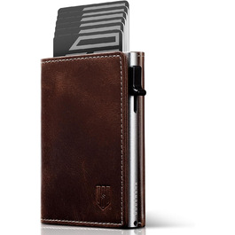 Портмоне чоловіче DODENSHA MagSnap Slim з монетницею, RFID захистом, для 10+ карток, чорно-червоний (Yl-braunsilber)