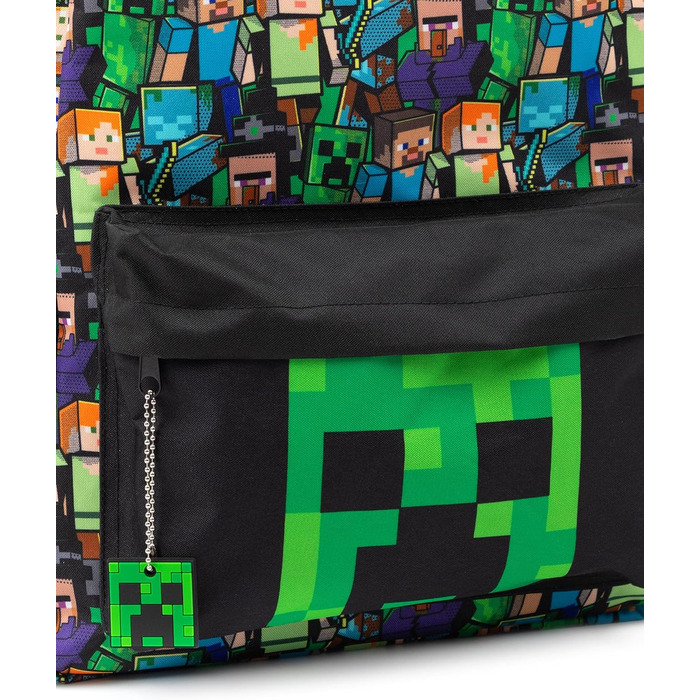 Рюкзак Minecraft для хлопчиків: ігровий рюкзак з принтом Creeper, Zombie, Skeleton, Enderman та Cave Spider | Для школи, подорожей, геймінгу, одноденних поїздок. Чорний колір