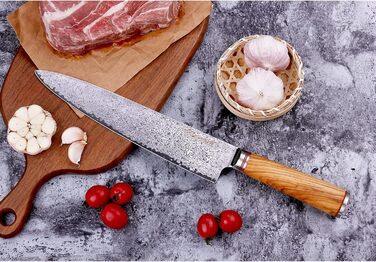 Японський ніж YOUSUNLONG Kochmesser Pro Gyuto 255мм з дамаської сталі з оливкового дерева (254мм)