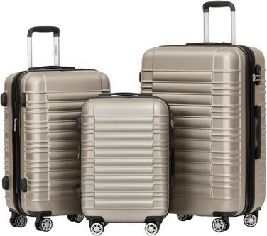 Набір валіз Beibye Hartschalen: велика, середня, маленька (кофе, шампань)