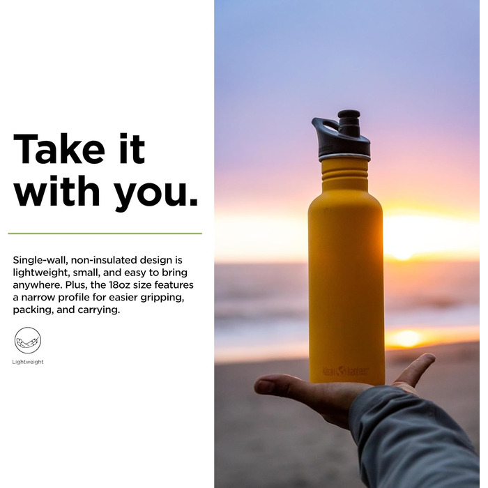 Klean Kanteen Classic Narrow Water Bottle Old Gold 532 ml