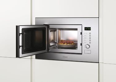 Вбудована мікрохвильова піч Candy MIC20GDFX з кварцовою решіткою, 20 літрів, 800 Вт, 8 рівнів потужності, функція розморожування, нержавіюча сталь, енергоклас A